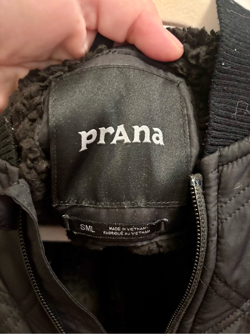 Prana Black Quilted Bomber Jacket - Picture 3 of 4